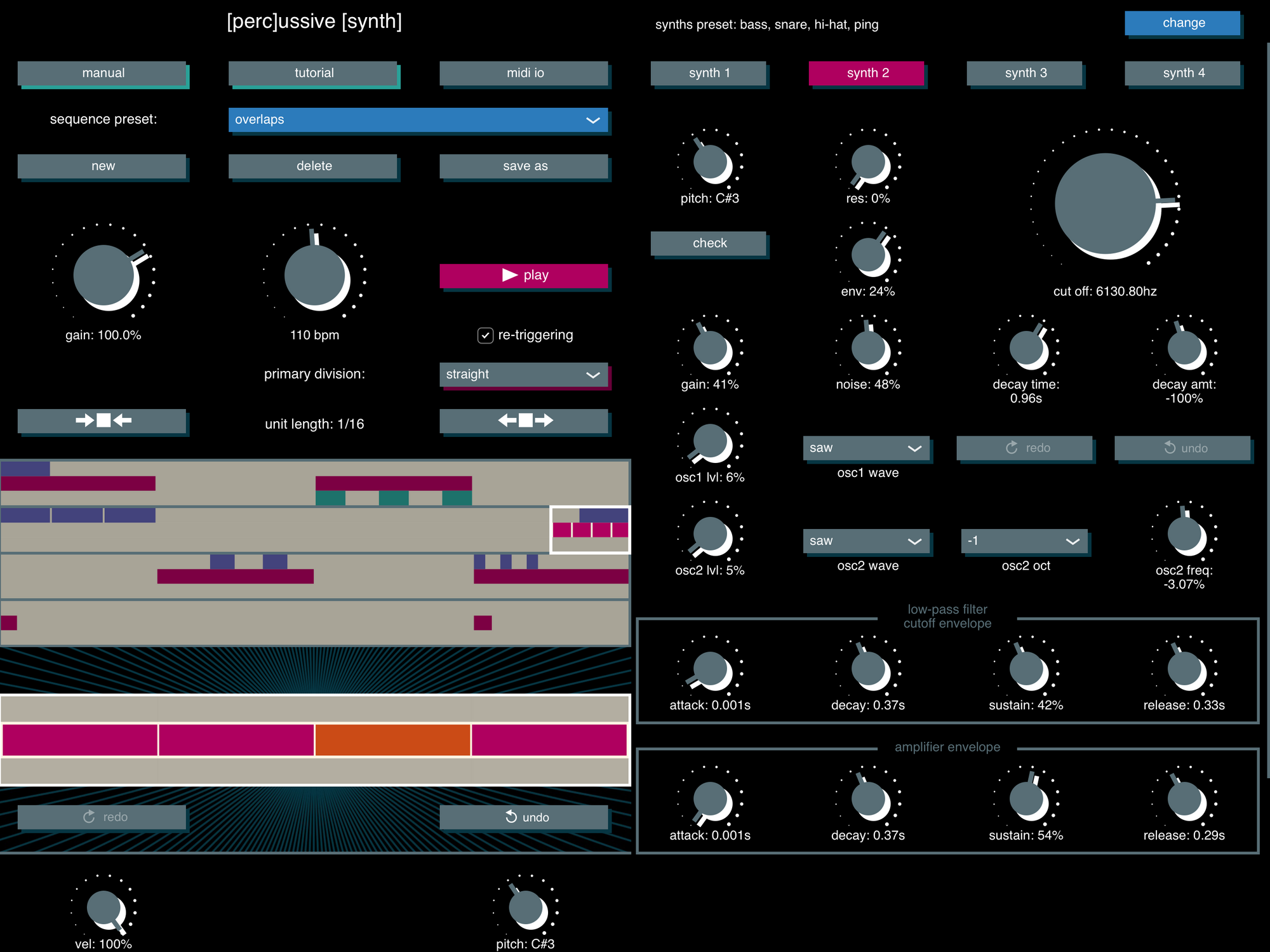 Percussive Synth release v1.2: Changelog